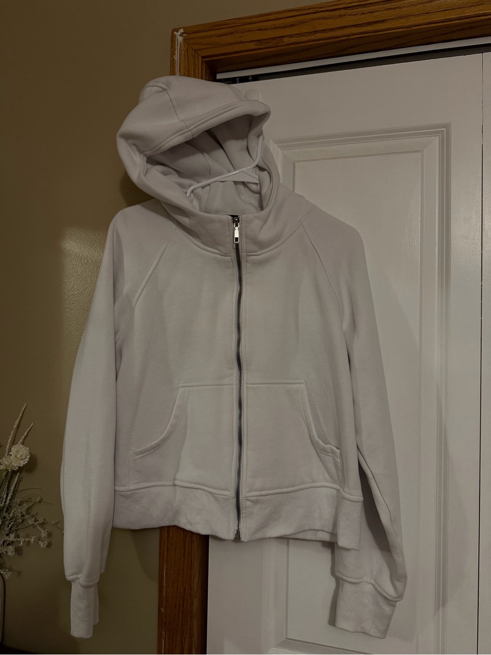 Women's Cream Zip-Up Hooded Bomber Jacket
